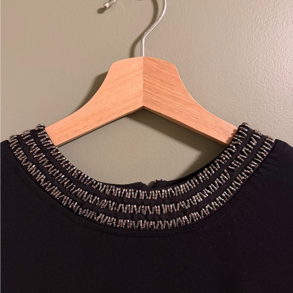 Dynamite Black Long Sleeve Dress with Embellished Neckline and Low Back - Picture 2 of 6